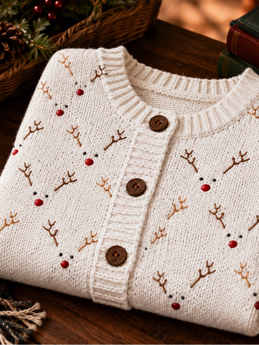 SALE, TODAY ONLY! Retro Reindeer Face Christmas Cardigan Sweater | Cozy Winter